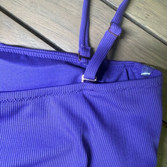 Bar III  Purple Micro Rib One-Shoulder Cutout One-Piece Swimsuit Size Medium - Picture 9 of 10